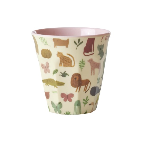 Small Melamine Kids Cup - Pink - Sweet Jungle Print - Rosa