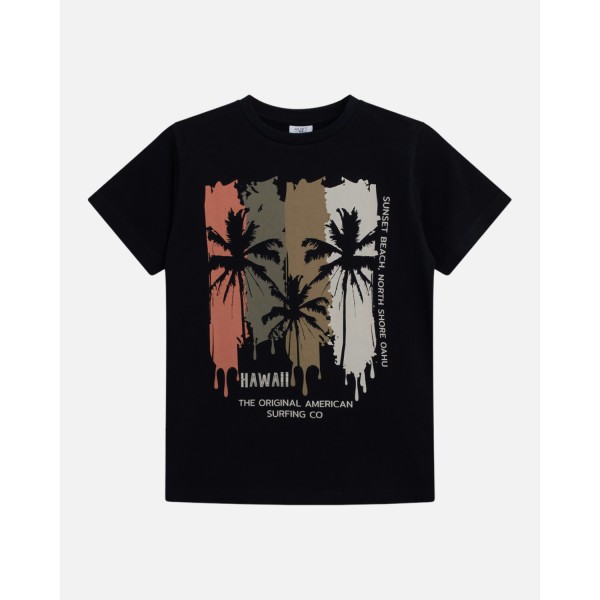 Hust & Claire Kurzarm T-Shirt Palmenprint - Schwarz