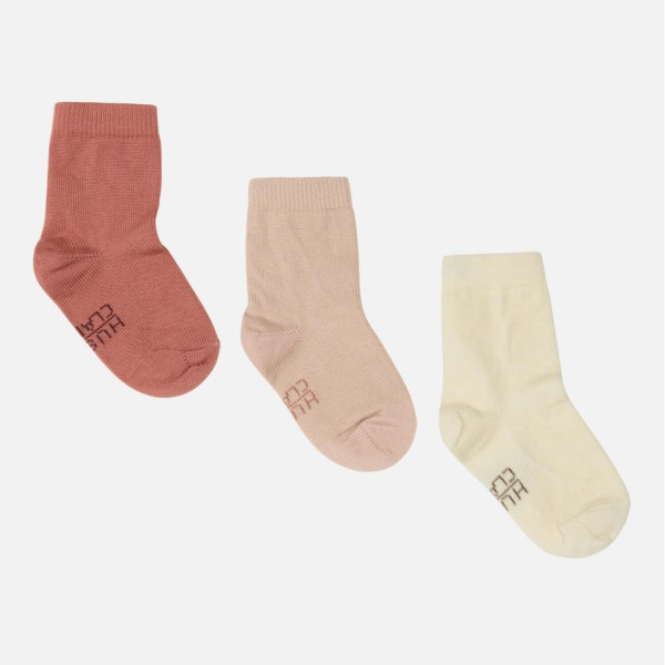 Kinder Socken 3er-Set Wolle/Bambus Foty | Hust and Claire - Altrosa