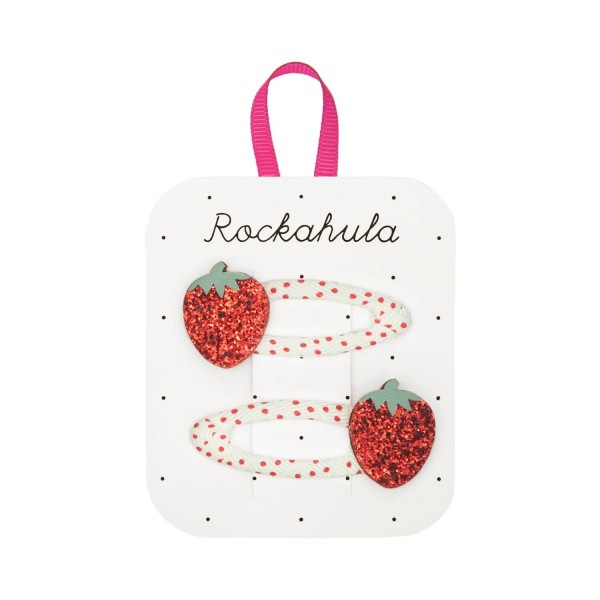 Kinder-Haarspangen Glitzer-Erdbeere | Rockahula - Rot