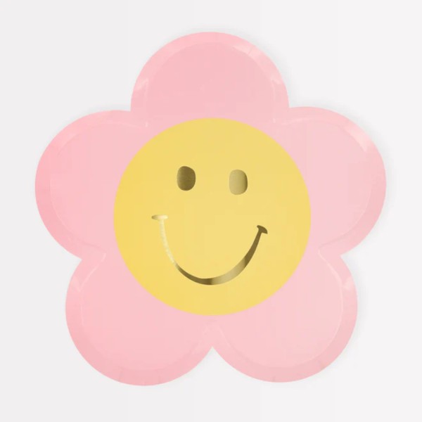 Pappyteller Happy Smiley Gesicht (8 Stück) | Meri Meri - Bunt