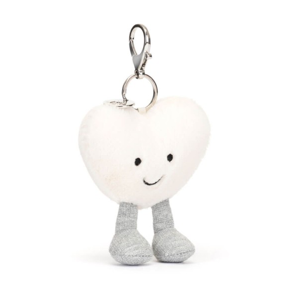 Schlüsselanhänger Herz | Amuseables Cream Heart Bag Charm | Jellycat - Weiß